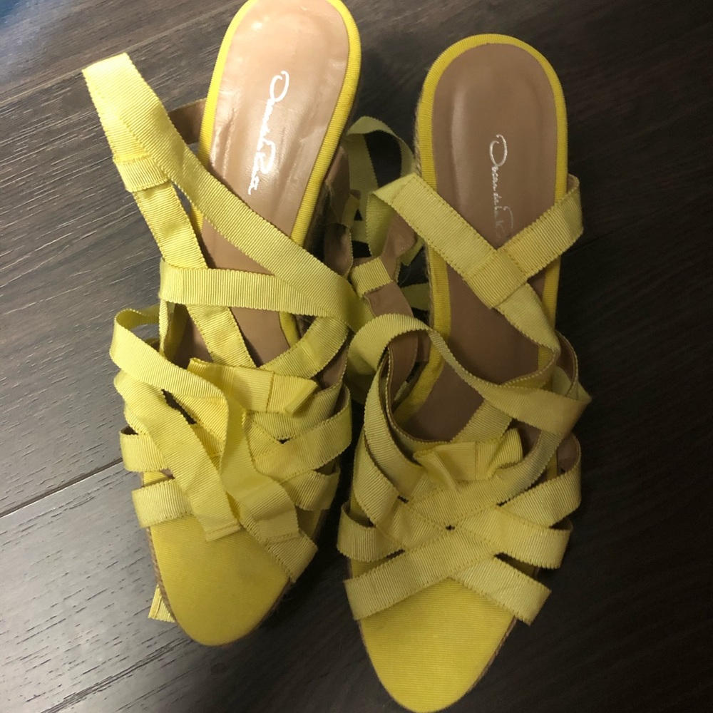 Oscar de la renta- yellow tie up espadrille